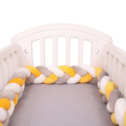 Tour de lit tressé pour bébé – maman – bambin-Yellow White Grey