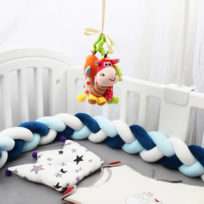 Tour de lit tressé pour bébé - maman - bambin-Deep Blue White Blue